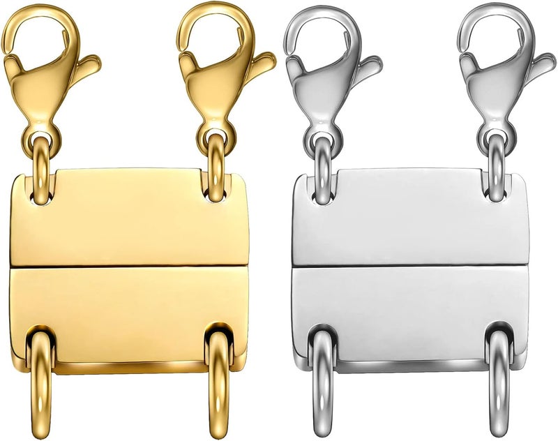 OHINGLT Layered Necklace Clasp 18K Gold and Silver Necklace Separator for Layering, Multiple Jewelry Clasps and Closures for Women - Image 1